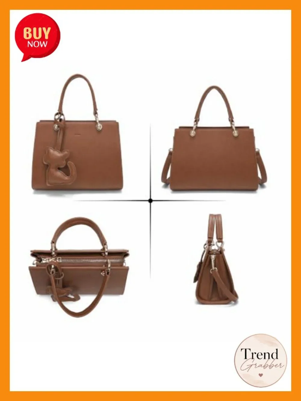 Crossbody Bags Top Handle Satchel Purse Vegan Leather Cat Pendant